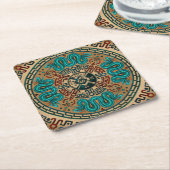 二重先頭に立たれた蛇-色とのHunab Ku スクエアペーパーコースター (アングル)