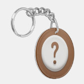 二重円の背景を持つ茶色の疑問符 キーホルダー (正面左)