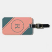 二重円イニシャル文字モノグラムカスタム ラゲッジタグ (正面横)