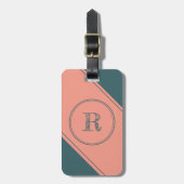 二重円イニシャル文字モノグラムカスタム ラゲッジタグ (正面縦)