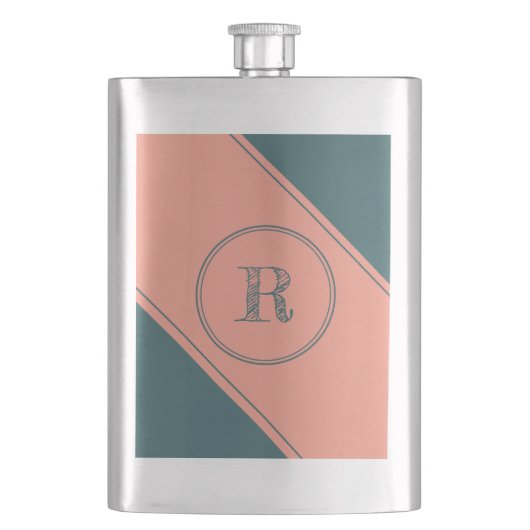 二重円幾何長方形イニシャル文字 フラスク (正面)