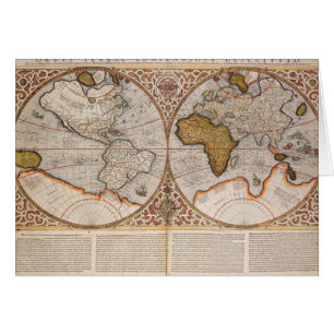 二重半球の世界地図1587年