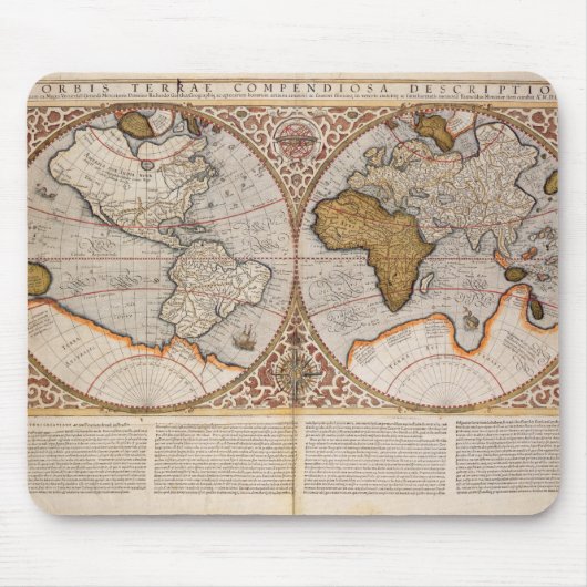 二重半球の世界地図1587年 マウスパッド (正面)