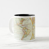 二重半球の世界地図 ツートーンマグカップ (正面左)