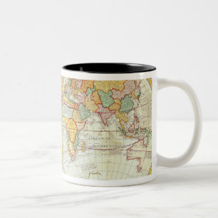 二重半球の世界地図 ツートーンマグカップ
