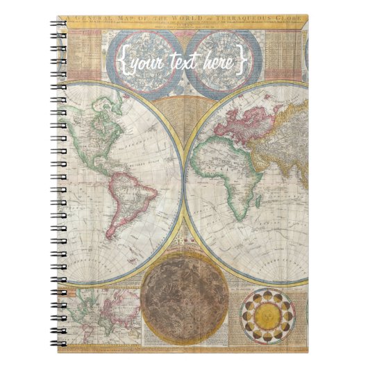 二重半球の旧世界の地図、1794年 ノートブック (正面)