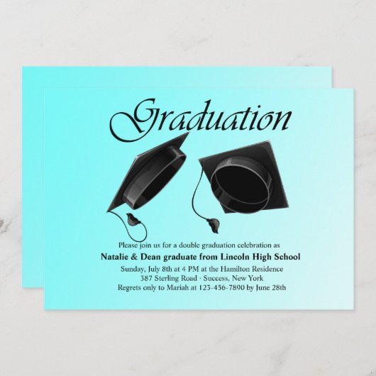 二重卒業招待状 招待状 (正面/裏面)