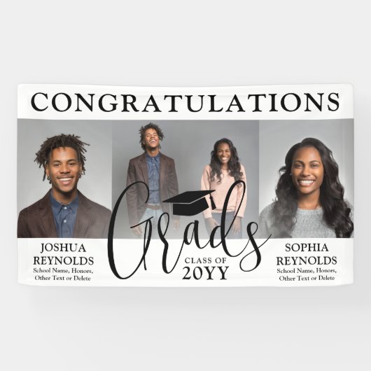 二重卒業3フォトコラージジョイントパーティー 横断幕 (横)