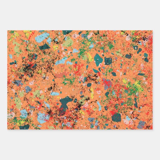 二重名門私立校風の幸福度幾何学オレンジ ラッピングペーパーシート (正面)