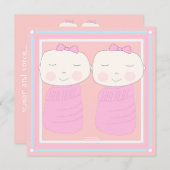 二重喜び!  対の女の子のシャワーの招待状 招待状 (正面/裏面)