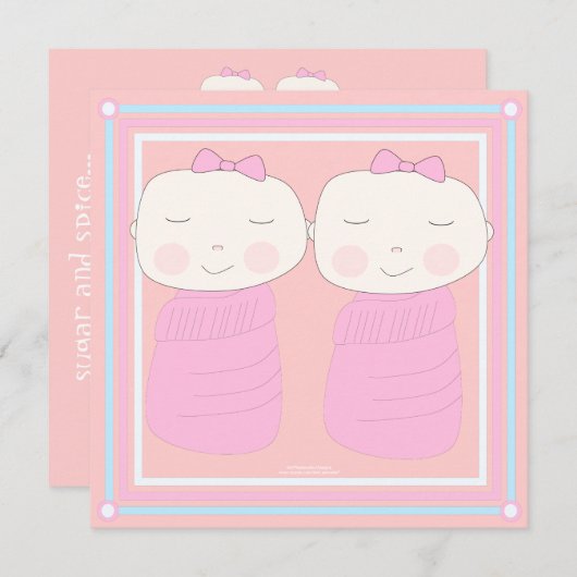 二重喜び!  対の女の子のシャワーの招待状 招待状 (正面/裏面)