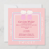 二重喜び!  対の女の子のシャワーの招待状 招待状 (裏面)