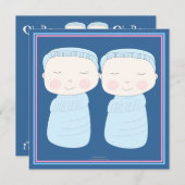 二重喜び!  対の男の子のシャワーの招待状 招待状 (正面/裏面)