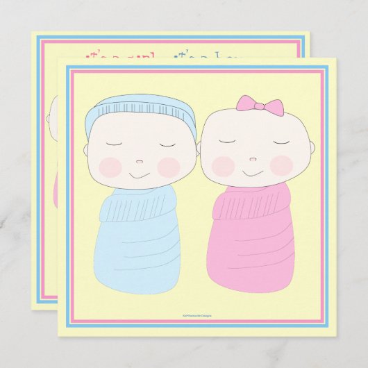二重喜び!  対の男の子の女の子のシャワーの招待状 招待状 (正面/裏面)