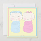 二重喜び!  対の男の子の女の子のシャワーの招待状 招待状 (正面)