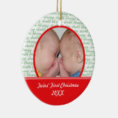 二重天恵の双生児の初めてのクリスマスのオーナメント セラミックオーナメント (右)