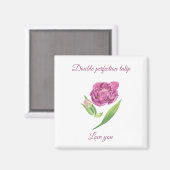 二重完全版薄紫 – マゼンタチューリップ水色 マグネット (正面/裏面)