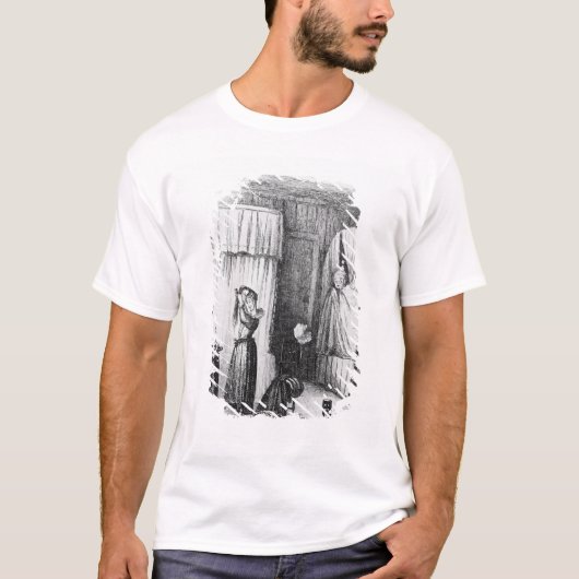 二重寝かせられた部屋の中年の女性 Tシャツ (正面)