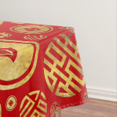 二重幸福および中国人の硬貨パターン テーブルクロス (インサイチュ)