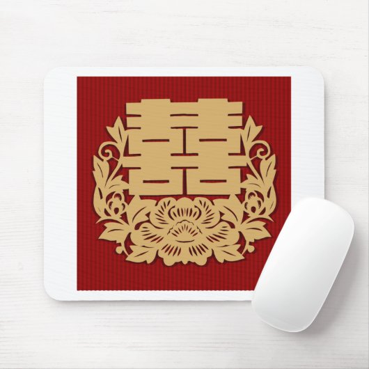 二重幸福および花との中国のな結婚式 マウスパッド (マウス)