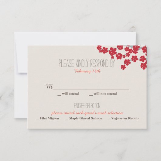 二重幸福の中国のな結婚式招待状- RSVP (正面)