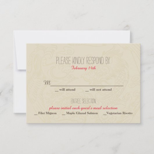 二重幸福の中国のな結婚式招待状- RSVP (正面)