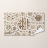 二重幸福の記号パターン-パステル調の金ゴールド バスタオルセット (ハンドタオル)