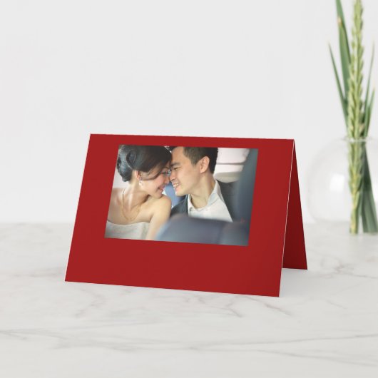 二重幸福の赤く中国のな結婚式によって折られる招待 招待状 (裏面)