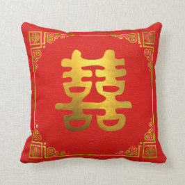 二重幸福の風水の記号 クッション