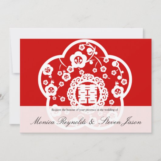 二重幸福のinvitatioを結婚している東洋の桜 招待状 (正面)