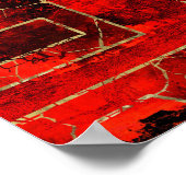 二重幸福シンボル幾何学的金ゴールド/赤絵を描 ポスター (角)