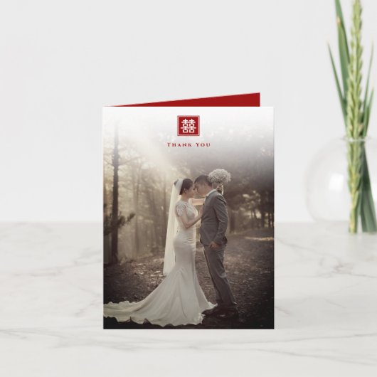 二重幸福モダンの中国の二乗 サンキューカード (正面)