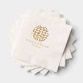 二重幸福中国の記号結婚の日付 箔ナプキン (インサイチュ (積み重ね))