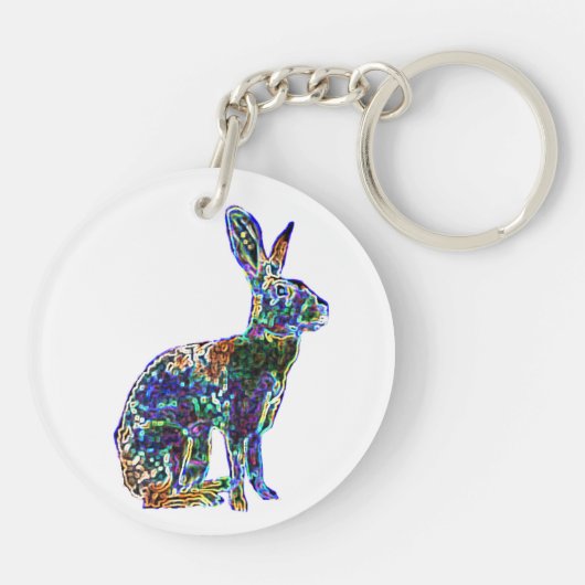二重幸運なノウサギ|の風水のkeychain キーホルダー (裏面)
