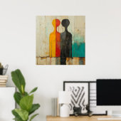 二重性 - 対照的な抽象的人体像 ポスター (ホームオフィス)