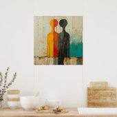 二重性 - 対照的な抽象的人体像 ポスター (キッチン)