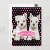 二重悩みの双生児の子犬の郵便はがき ポストカード (正面/裏面)