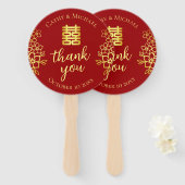 二重感謝してい幸せ中国のの結婚フローラ ハンドファン (正面&裏面)