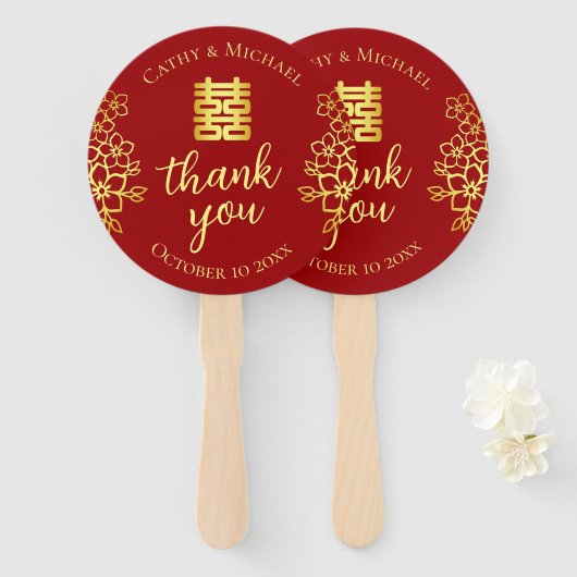 二重感謝してい幸せ中国のの結婚フローラ ハンドファン (正面&裏面)
