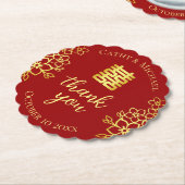 二重感謝してい幸せ中国のの結婚フローラ ペーパーコースター (アングル)