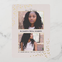 二重点々のある卒業箔招待状 箔招待状