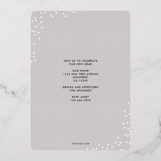 二重点々のある卒業箔招待状 箔招待状 (裏面)