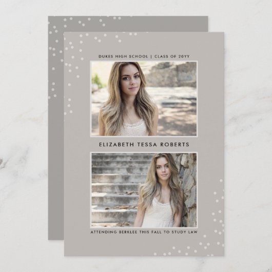 二重点々のある自然卒業発表 招待状 (正面/裏面)