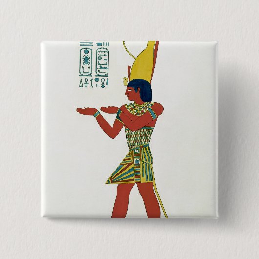 二重王冠を身に着けているNectanebo I 缶バッジ (正面)