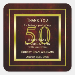 二重男らし金ゴールドフレーム50誕生日 スクエアシール