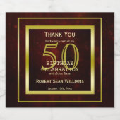 二重男らし金ゴールドフレーム50誕生日 ビールラベル (シングルラベル)