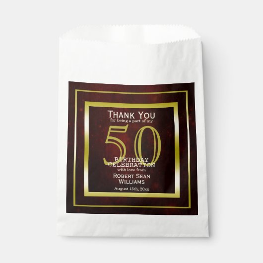 二重男らし金ゴールドフレーム50誕生日 フェイバーバッグ (正面)