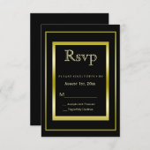 二重男らし金ゴールドフレーム50誕生日 出欠カード (正面/裏面)