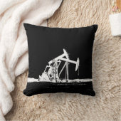 二重白オイルのポンピングユニットのシルエット クッション (ブランケット)