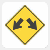 二重矢印の道路標識 スクエアシール (正面)